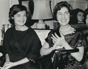 Jackie Kennedy in 1946 with her mother Janet Norton Lee Bouvier.jpg